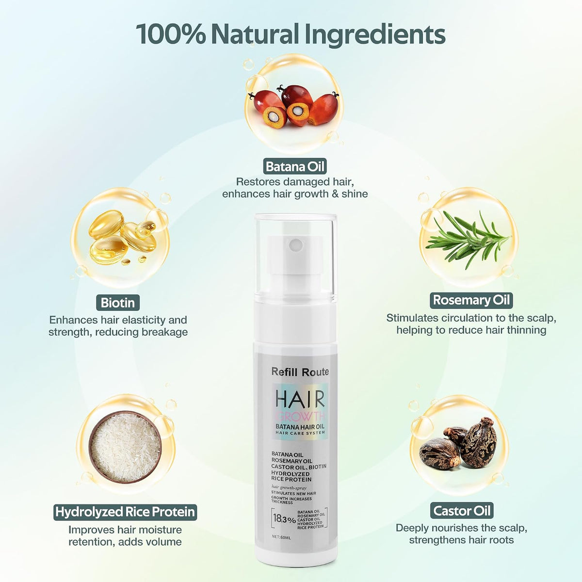 Refill Route Hair Growth Batana Oil Spray - ingredients