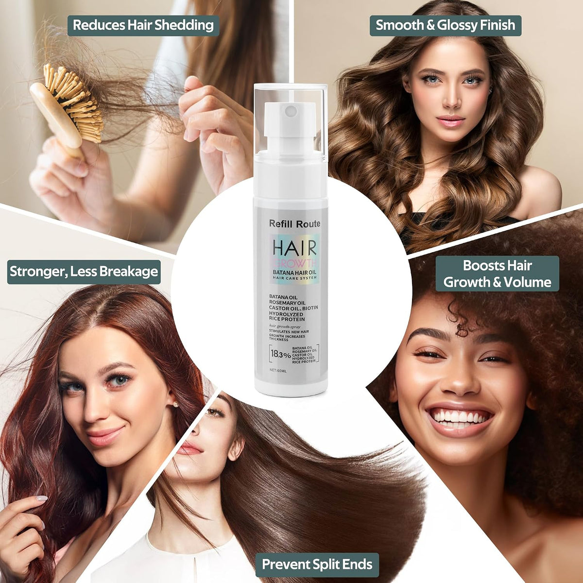 Refill Route Hair Growth Batana Oil Spray - application
