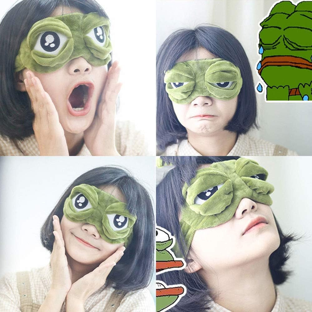 Contoured 3D Animal Sleep Mask 2-Pack - Frog, Cat and Dog Designs